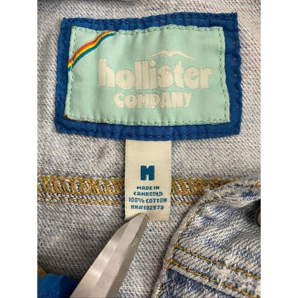Hollister Vintage Denim Cropped Jean Jacket Light Wash Women’s Sz Medium - Picture 4 of 6